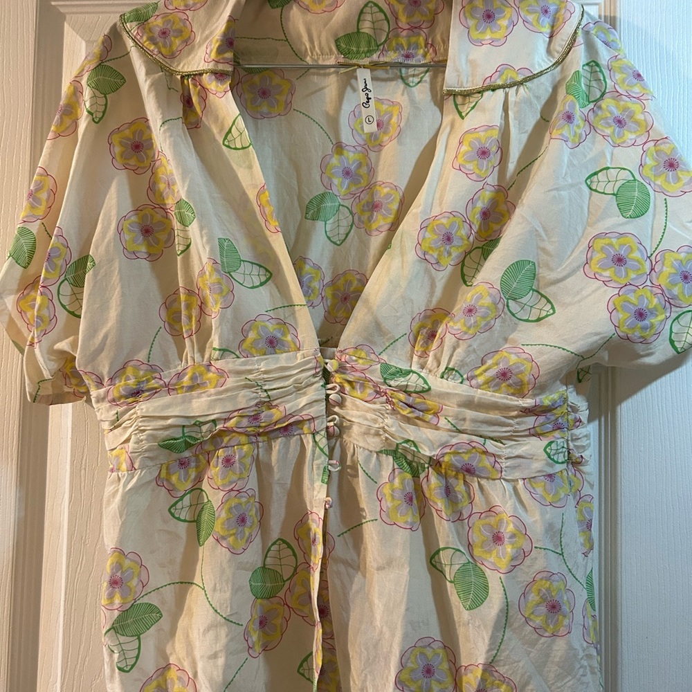 Pepe Jeans Cream and Green Floral Blouse